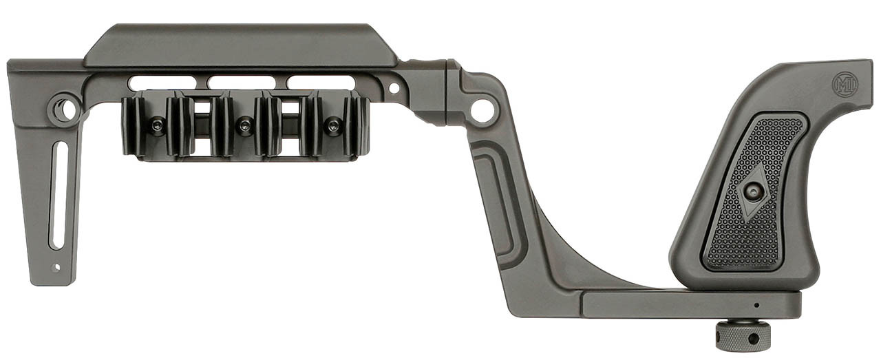 Black tactical pistol stock with rail mount