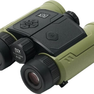 Compact green digital binoculars with control buttons