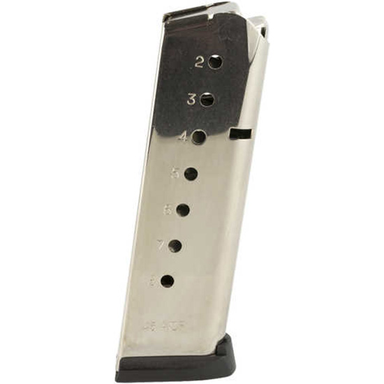 Metal handgun magazine with numbered witness holes