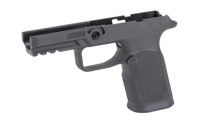 Black polymer pistol frame without slide attached