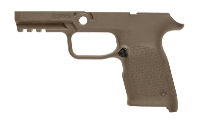 Tan handgun frame with textured grip