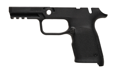 Black handgun frame without slide or barrel