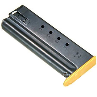 Handgun magazine with yellow base plate