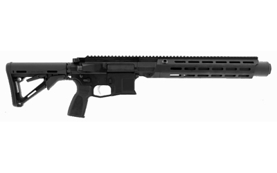 Black AR-15 style semi-automatic rifle