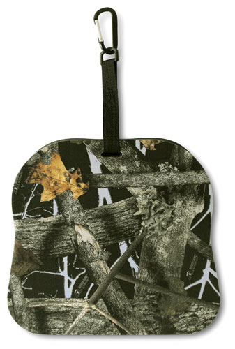 Camouflage pouch with carabiner clip and strap