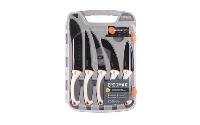 Ergomax five-piece kitchen knife set in packaging