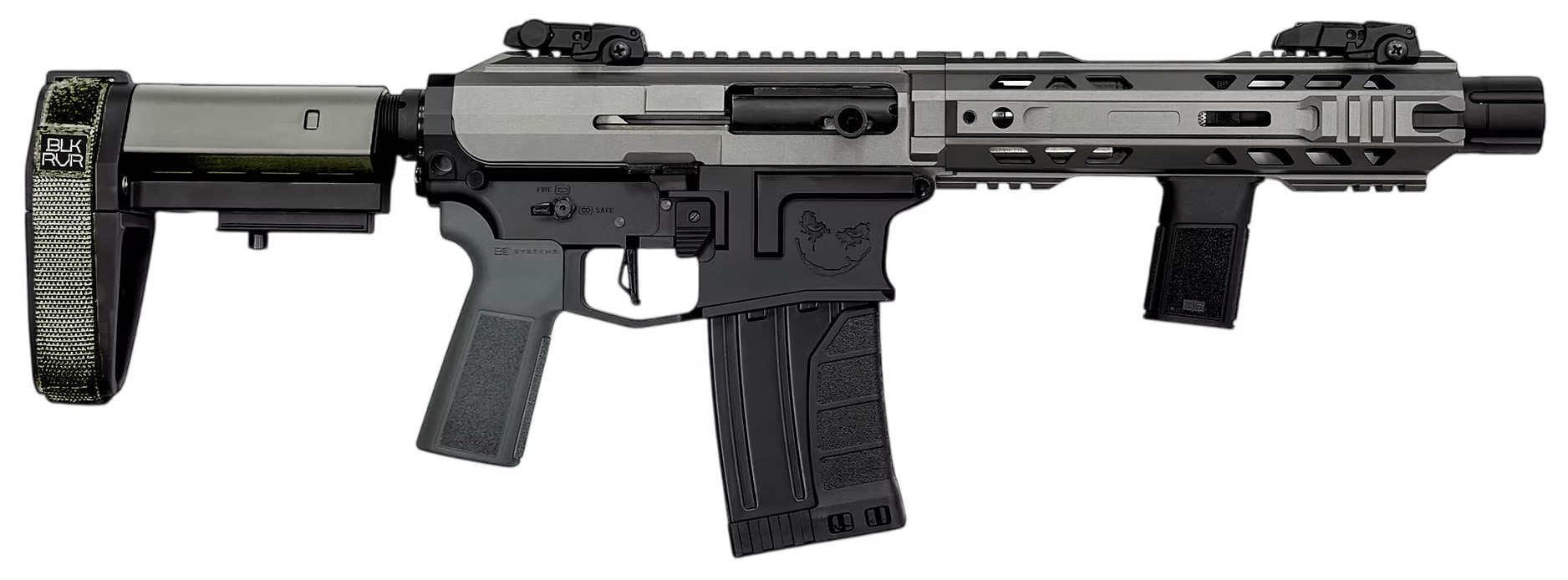 Compact AR-style pistol with magazine and brace