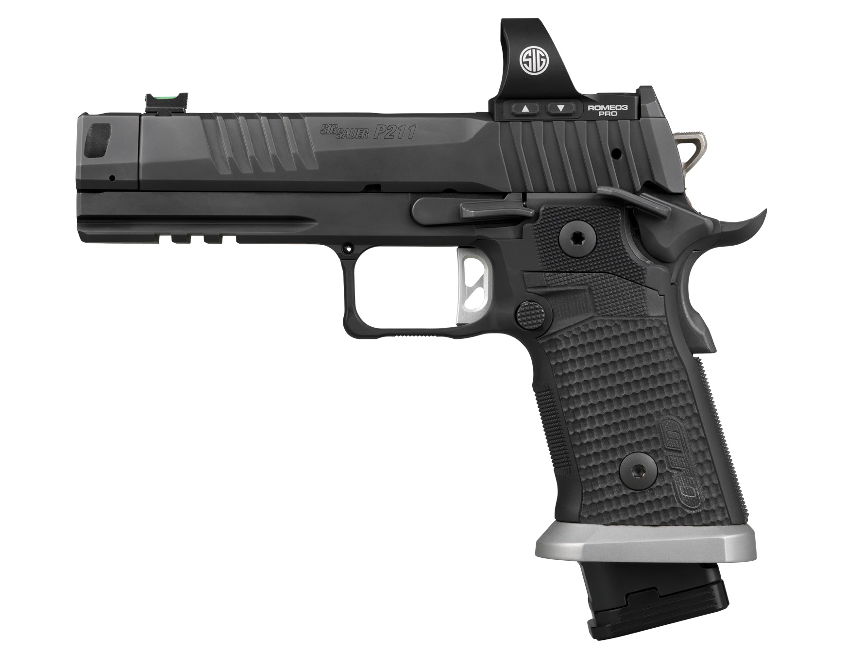 SIG Sauer P211 pistol with red dot sight