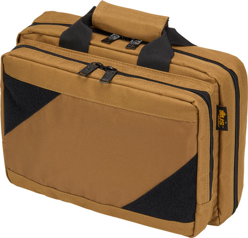 Tan laptop briefcase with black accents
