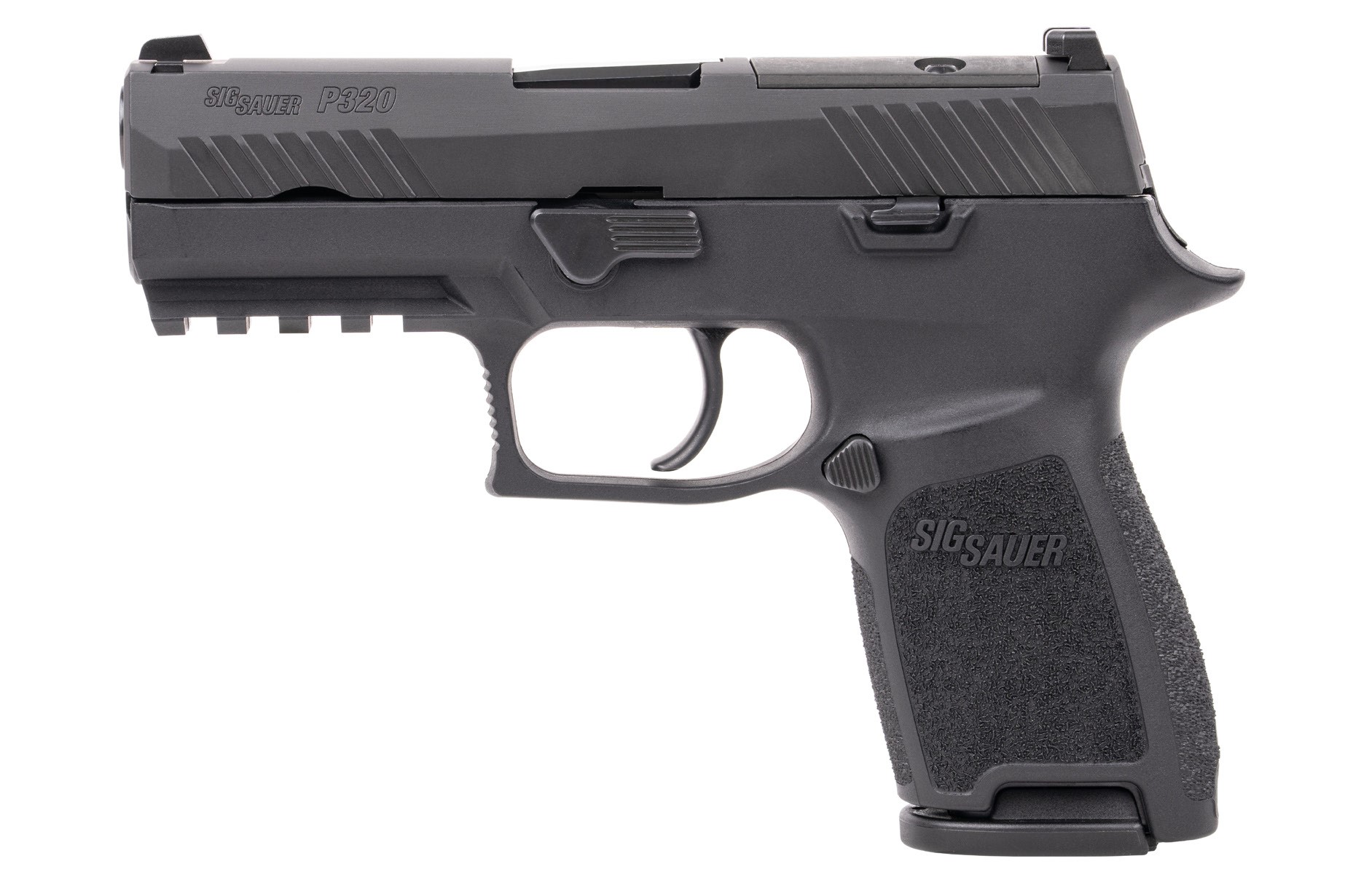 SIG Sauer P320 semi-automatic handgun on white background