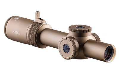 Tan tactical rifle scope isolated on white background