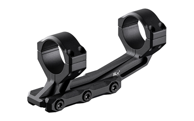 Black one-piece rifle scope mount with rings