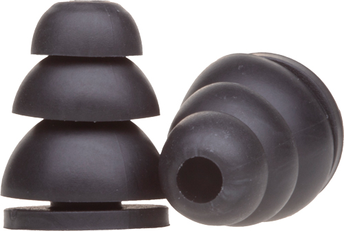 Black rubber stopper bumpers isolated on white background