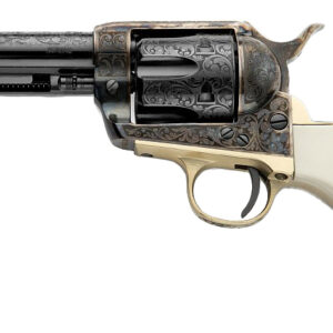 Engraved antique revolver with ivory grip