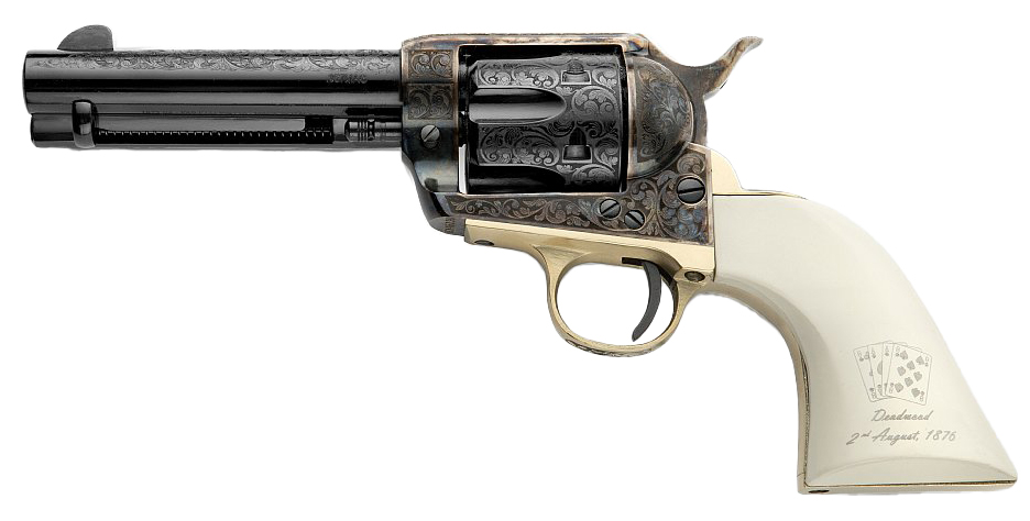 Engraved antique revolver with ivory grip