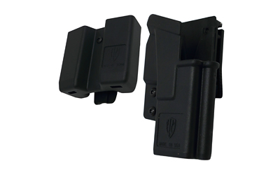 Black molded plastic belt clip holster attachments