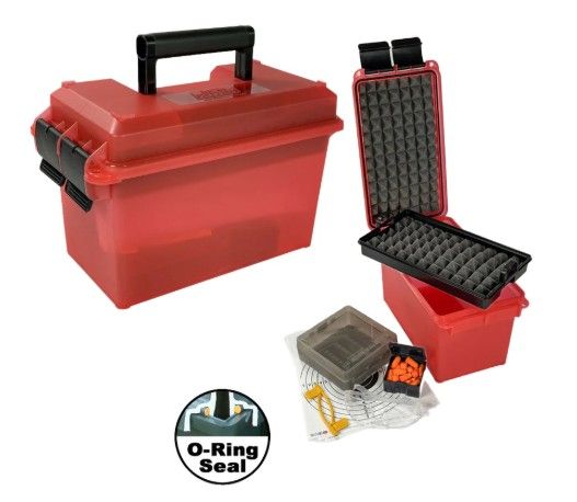 Red waterproof storage case with foam interior