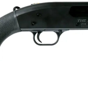 Black pump-action shotgun with pistol grip