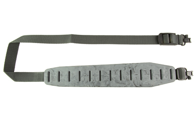 Gray adjustable padded shoulder strap with buckles