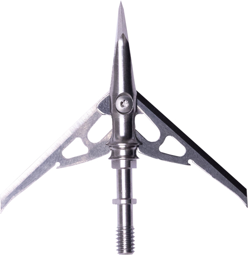 Metal broadhead arrow tip with blades