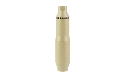 Beige textured cylindrical tool handle on white background