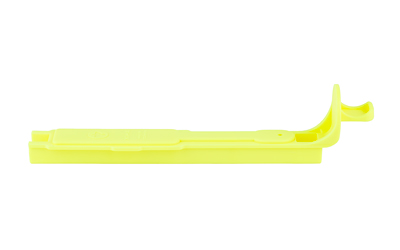 Neon yellow plastic clip on white background