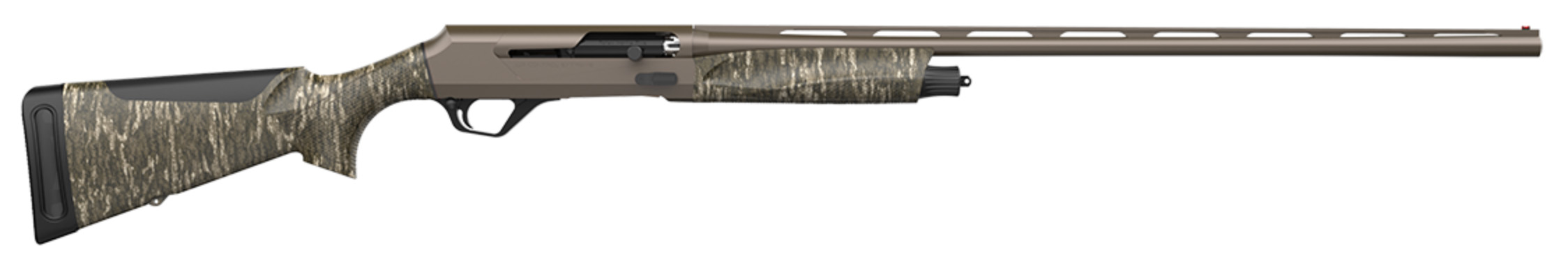 Camouflage semi-automatic shotgun isolated on white background