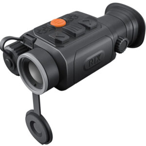 Handheld thermal monocular with control buttons and lens cap