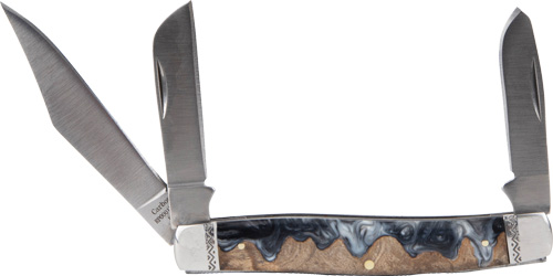 Three-blade folding pocket knife with decorative handle