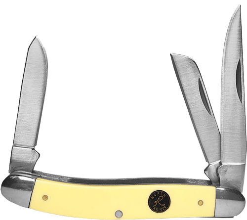 Yellow-handled folding pocket knife with three blades