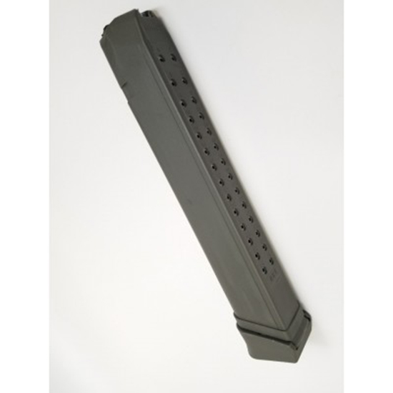 Metal handgun magazine on white background
