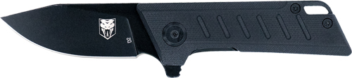 Black folding pocket knife with textured handle
