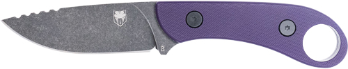 Purple-handled folding knife with stonewashed blade