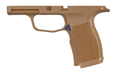 Tan pistol frame with textured grip and trigger guard