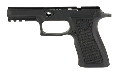 Black polymer handgun frame without slide
