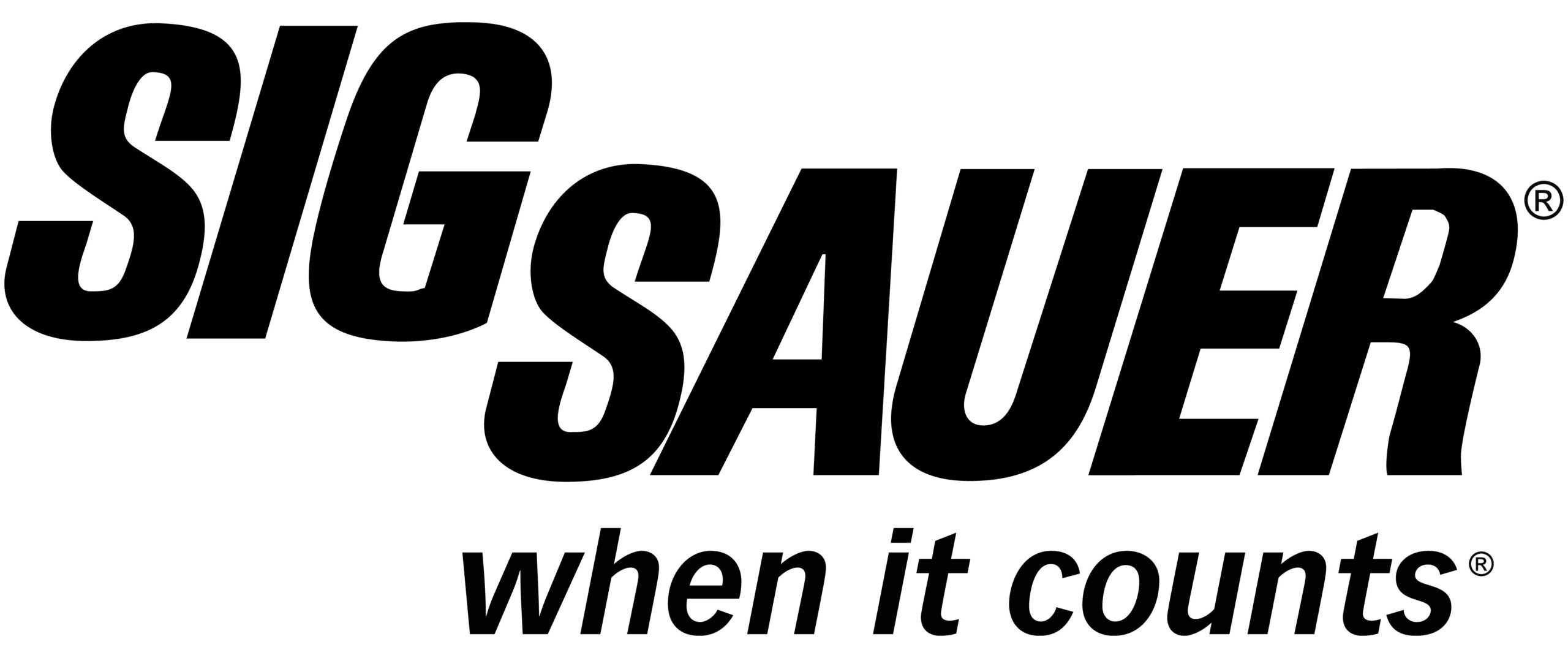 SIG SAUER logo with 'when it counts' tagline