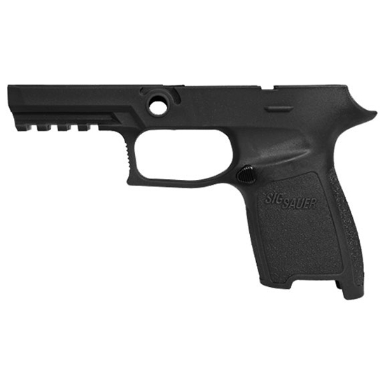 Black Sig Sauer pistol frame on white background