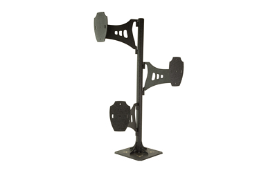 Black dual monitor stand with base plate