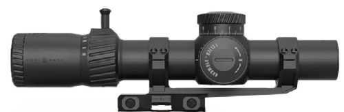Black rifle scope with adjustment turrets and mount