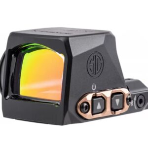 Compact reflex red dot sight with amber lens