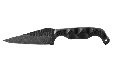 Fixed-blade knife with textured black handle
