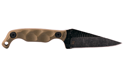 Fixed-blade knife with textured brown handle