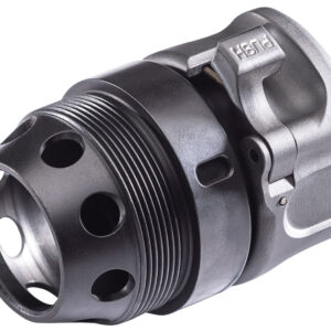 Metal industrial quick-release coupling with threaded end