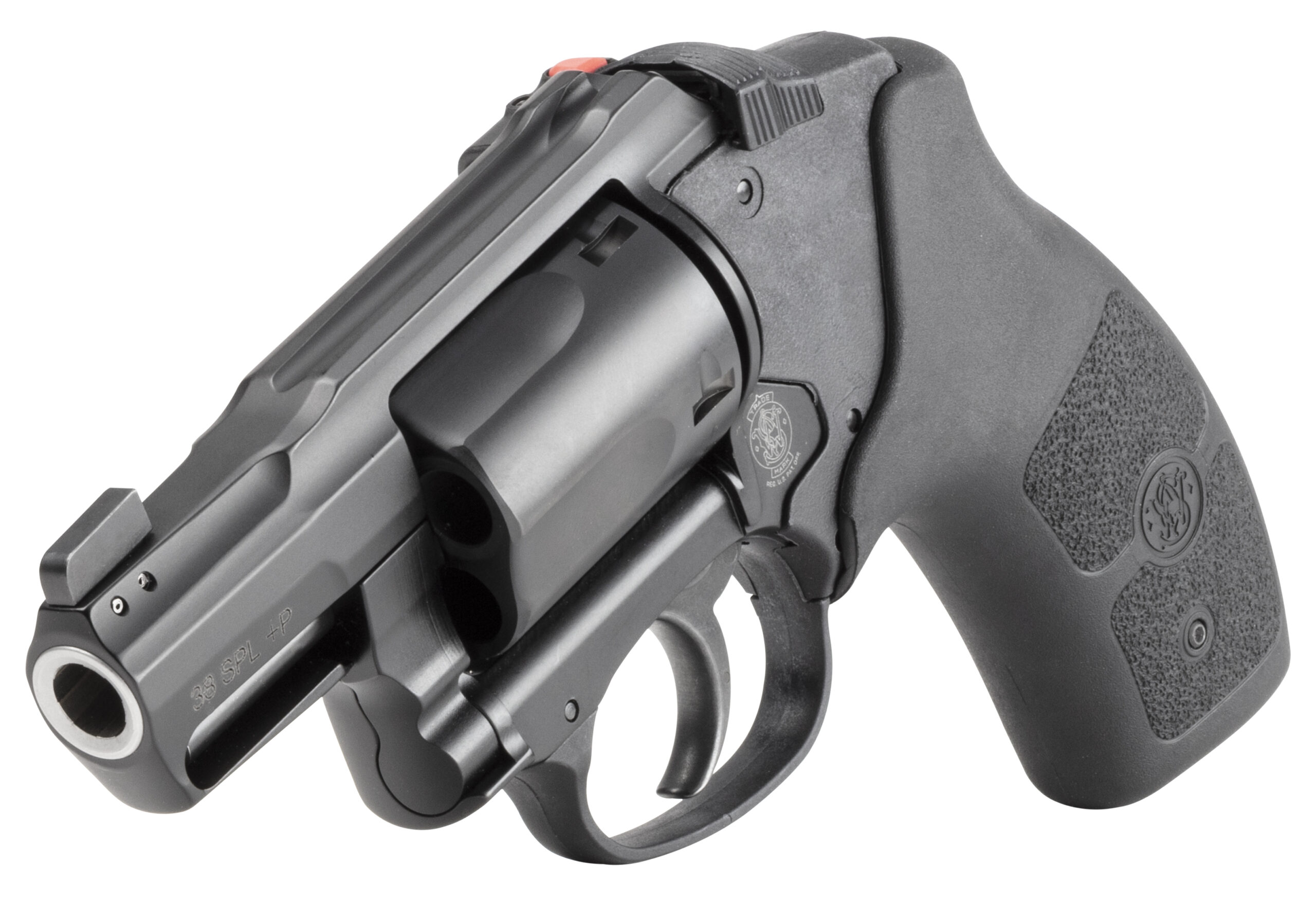 Close-up of black .38 revolver handgun