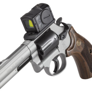 Stainless steel revolver with mounted red dot sight
