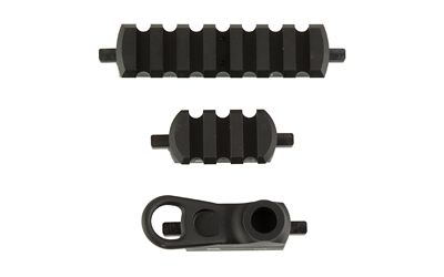 Three black metal mechanical components on white background
