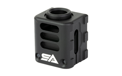 Black cube-shaped device with vents and SEA logo