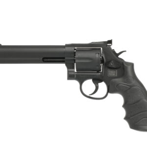 Black revolver handgun isolated on white background