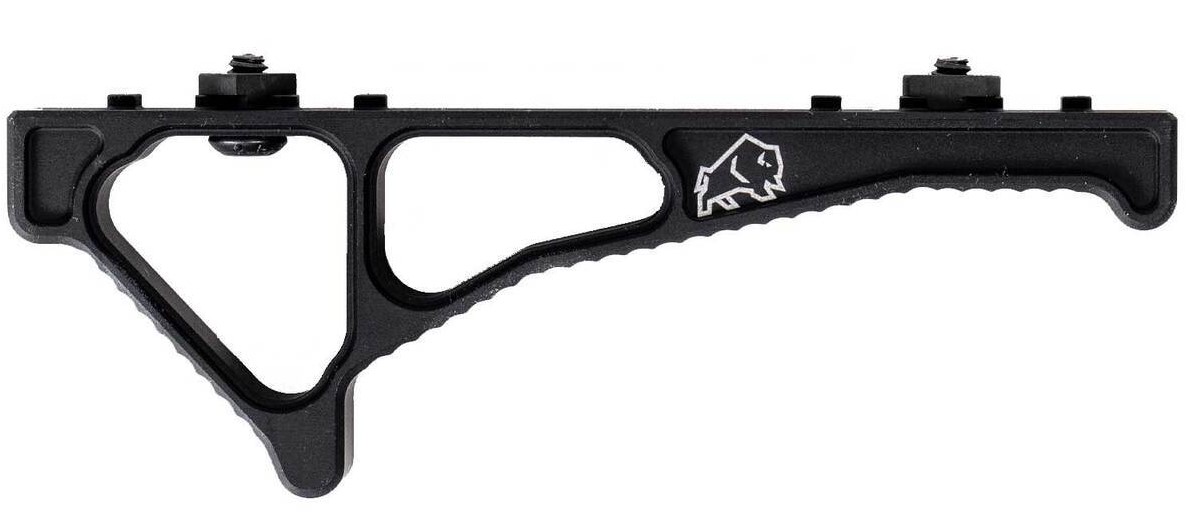 Black metal firearm stock mounting bracket