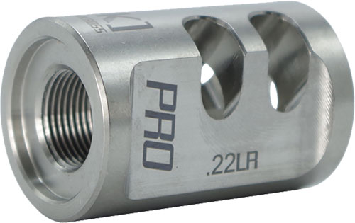 Stainless steel .22LR muzzle brake with ports